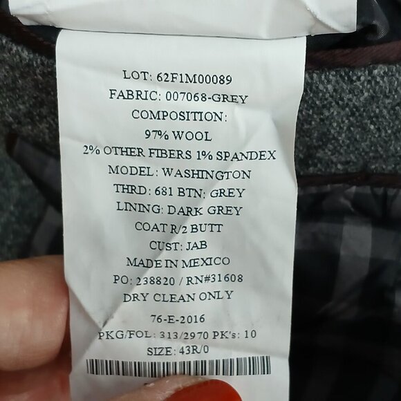 MENS JOS A BANK GRAY DRESS BLAZER, WOOL, SIZE 43R, TAILORED FIT, 43R - Picture 4 of 12